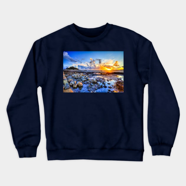 St Michael's Mount Cornwall Sunset Over Penzance Crewneck Sweatshirt by tommysphotos